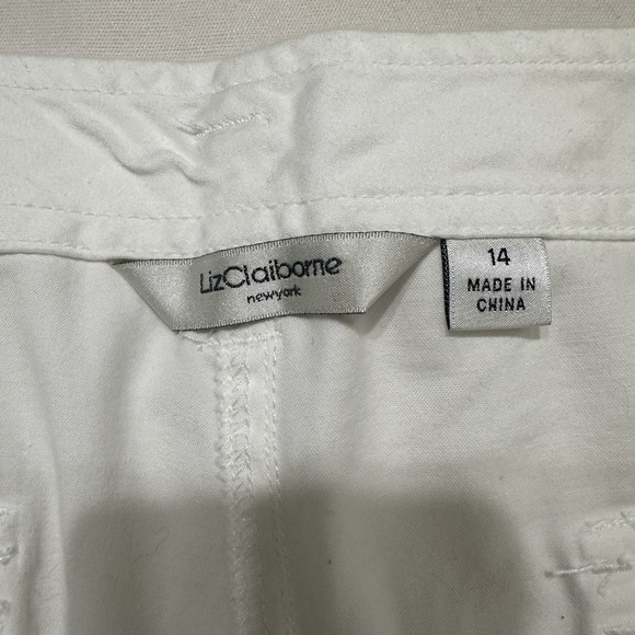 Liz Claiborne New York Womens White Stretch Cargo Pants / Utility Pants Size 14 - Picture 6 of 12